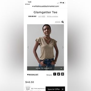 New WHBM Glamgetter ruffle sleeve tee